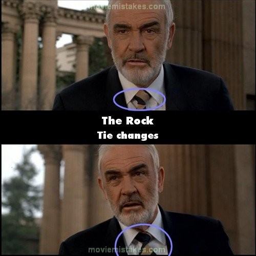 Phim The Rock, chiếc cà vạt của Mason đã được thắt lại trong lúc ông nói chuyện với con gái ở công viên, để ý đường kẻ sọc trên cà vạt.